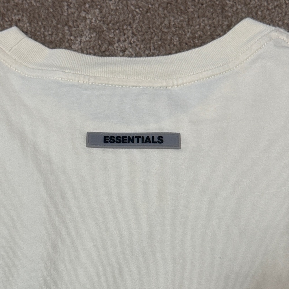 Essentials Cream Tee With Black Essentials Logo View 4